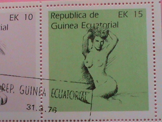 GUINEA EQUATORIAL STAMP-1976 HAND DRAWING NUDE ART PAINTING -MNH STAMP SHEET -