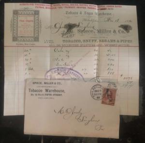 1886 Philadelphia Pa USA Advertising Cover Tobacco Warehouse Original Receipt