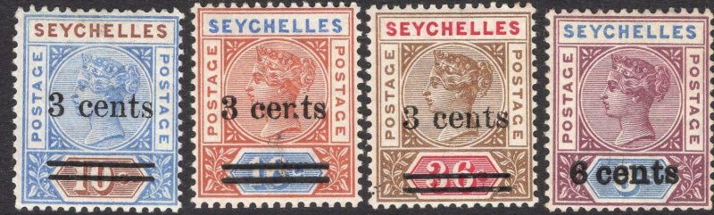 SEYCHELLES-1901 Surcharge Set Sg 37-40 LIGHTLY MOUNTED MINT V49933