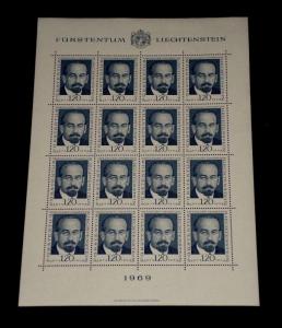 1969, LIECHTENSTEIN, PIONEER OF PHILATELY, 1.20, SHEET/16 , MNH, NICE! LQQK!