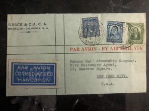 1931 Medellin Colombia First Flight Commercial cover FFC to New York USA SCADTA