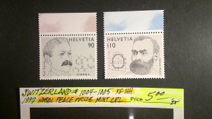 Switzerland 1997 Nobel Peace Prize Scott# 1004-1005 Mint XF NH CPL (2)
