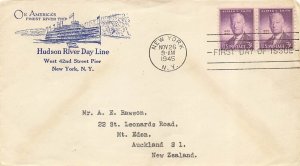 937 3c AL SMITH - Hudson River Day Line - Sent to New Zealand