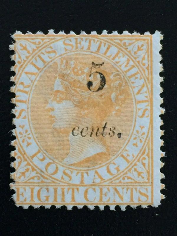 Malaya Straits Settlements 1880 QV 5c surch 8c MH SG#43 T.15 CV£700 M2153 