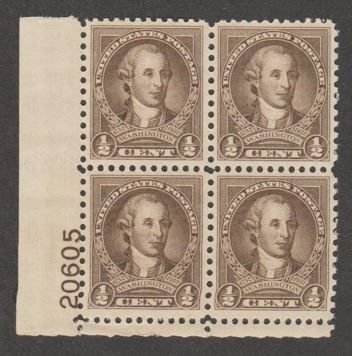 U.S. Scott Scott #704 Washington Stamp - Mint NH Plate Block