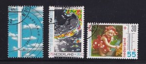 Netherlands  #B650-B652  cancelled  1990   cultural welfare   weather