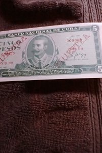 CUBA-1987-BANCO NACIONAL.ANTONIO MACEO.5 PESOS.SPECIMEN.UNCIR.