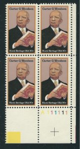 1984 Carter G. Woodson Plate Block Of 4 20c Postage Stamps, Sc# 2073, MNH, OG