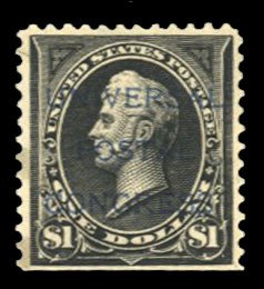 United States, 1894-95 #276AS Cat$300, 1897 $1 black, type II, overprinted U...