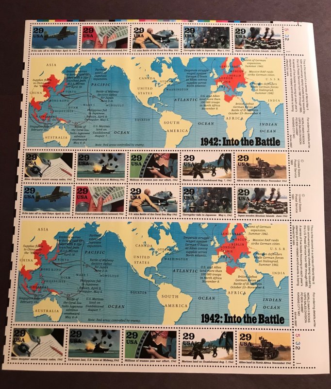 World War II Series 2 Full Sheets 1941-42 MNH (40) 29c Scott #2559 & 2697 50th