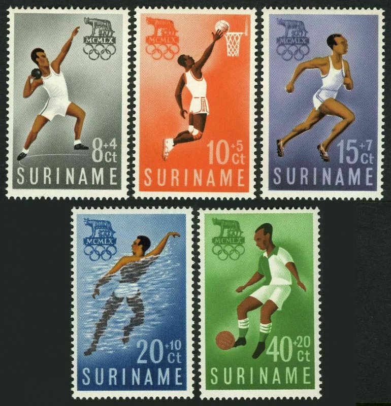 Surinam B75-B79,MNH.Michel 384-388. Olympics Rome-1960.Basketball,Runner,Soccer,