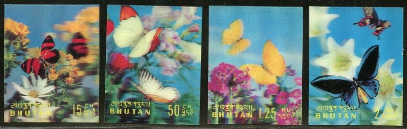 BHUTAN 3-D BUTTERFLIES SCOTT#95/95G   MINT NEVER  HINGED--SCOTT$27.70 