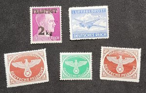 WW2 WWII German Third Reich Nazi Stamps lot Adolf Hitler Feldpost + Luftfeldpost