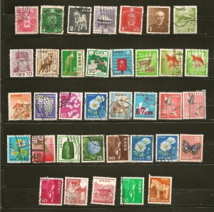 Japan Collection of 36 Different Old Used Off Paper Stamps