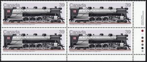 LOCOMOTIVE HISTORY (1925-1945) = Canada 1986 #1120 MNH LR Block of 4