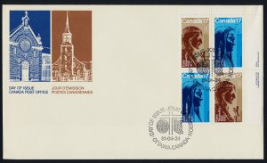 Canada 886a TR Plate Block on FDC - Tekakwitha, Marie I'Incarnation 