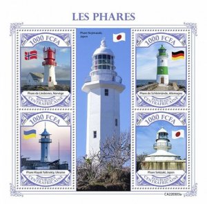 Central African Rep 2022 MNH Lighthouses Stamps Mayak Yaltinskiy Lindesnes 4v MS