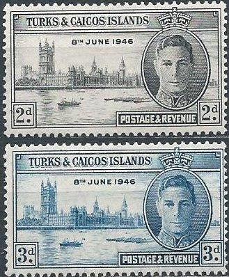 Turks & Caicos 90-91 (mh) George VI, Peace issue (1946)