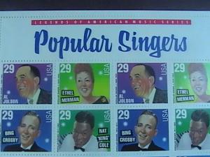U.S.# 2849-2853-MNH-PANE OF 20-LEGENDS OF AMERICAN MUSIC/POPULAR SINGERS-1994