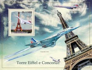 SAO TOME E PRINCIPE 2010 SHEET TOWER EIFFEL CONCORDE PLANES AVIATION st10103b