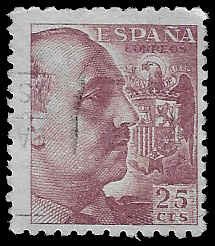 Spain #694a Used; 25c General Francisco Franco (1949)