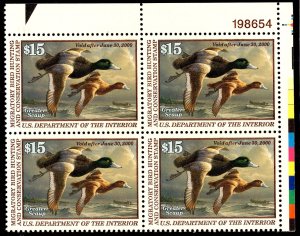 US Stamp #RW66 $15 Plate Block MINT NH SCV $170