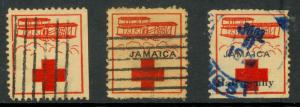 JAMAICA 1915-16 RED CROSS ROYAL FLYING FUND & POLISH JEWS RELIEF LABELS 3 DIFF