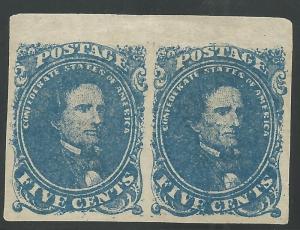 CSA Scott #4 Stone 2 Pos 4-5 Mint NG Pair of Confederate Stamps VF