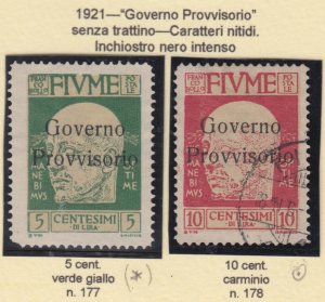 ITALY - Fiume - cat. 110$ - Sassone n.177 unused +n.178 used