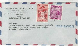 Venezuela Banco de Venezuela Caracas Airmail To Germany  Stamps Cover Ref 25374