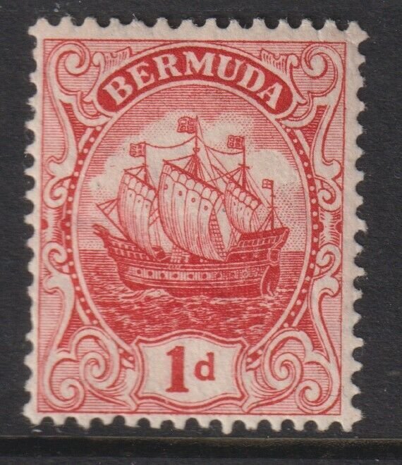 Sc 42 Bermuda 1906 - 1910 Caravel 1 pence MLH Wmk 3 issue CV $20.00 Stk 1 