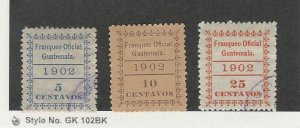 Guatemala, Postage Stamp, #O3, O5 Used, O4 Mint Hinged, 1902, JFZ