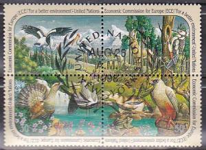 United Nations 587a 1991 Birds block Used