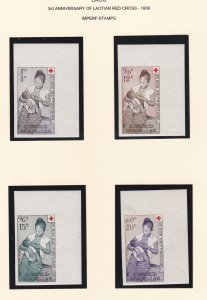 Laos # C31-34, Laotian REd Cross 3rd Anniversary, Scarce Imperf Set, NH