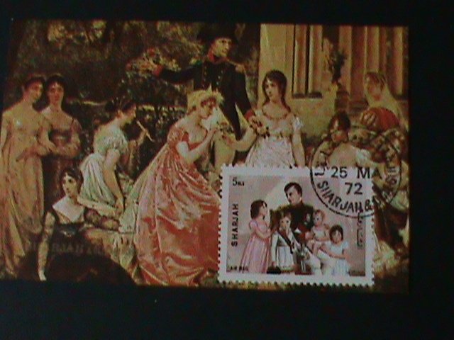 SHARJAH-1972- FAMOUS PAINTING-FAMILY OF NAPOLEON IMPERF-CTO-S/S-FANCY CANCEL