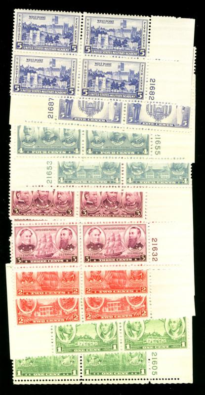 US #785 - 794 COMPLETE PLATE BLOCK ARMY NAVY SET,   VF mint never hinged,  10...