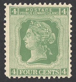 Canada Prince Edward Island Sc# 14 MH 1872 4¢ green Queen Victoria Cents Issue