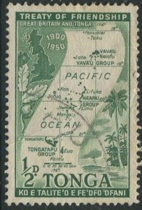 Tonga 1951 SG95 ½d green Treaty of Friendship FU