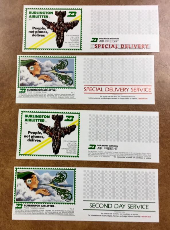 {BJ STAMPS} BURLINTON Airletter 1983 4 STAMPS