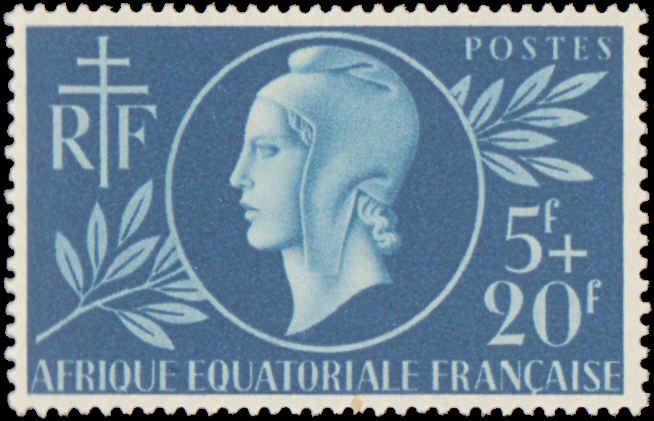 French Equatorial Africa #B38, Complete Set, 1944, Red Cross, Hinged