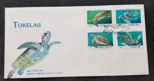 *FREE SHIP Tokelau Green Sea Turtles 1995 Marine Life Ocean Fish (FDC) *see scan