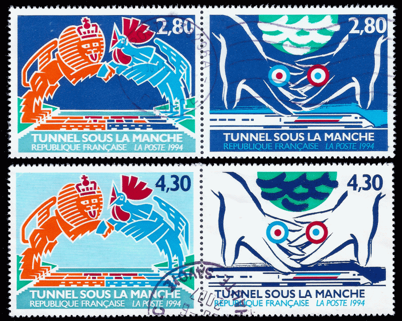 France 1994 Sc 2421-24 UVF Inauguration of the Chunnel pairs
