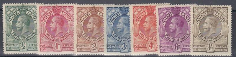 SWAZILAND  1933  S G 11  - 17  VARIOUS VALUES  TO 1/-  MH 