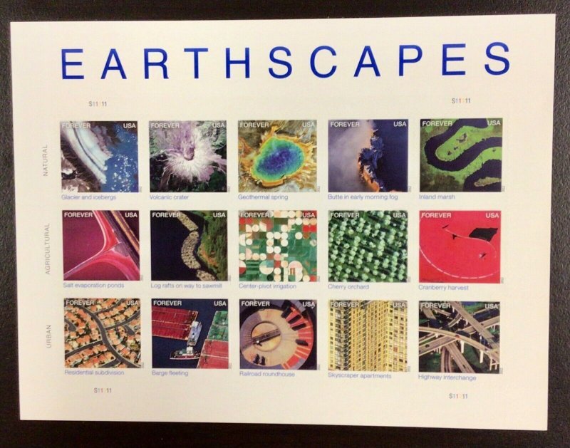 4710   Earthscapes  MNH Forever stamps Sheet of 15  FV $8.25    2012