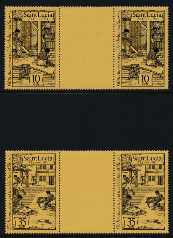 St Lucia 706-9 Gutter Pairs MNH Christmas, Engravings, Art