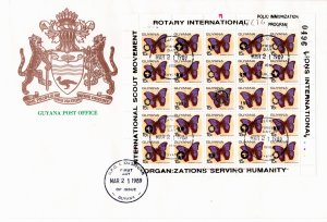 Guyana 1989 Sc 2096 sheet of 25 Gold overprint FDC