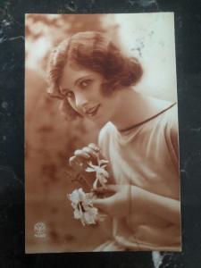 1929 Coimbra Portugal RPPC Postcard Cover Locally Used Women And Flowers