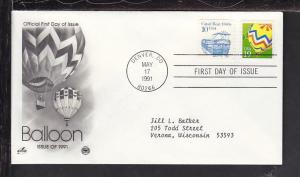 US Balloon 1991 PCS Typed FDC BIN
