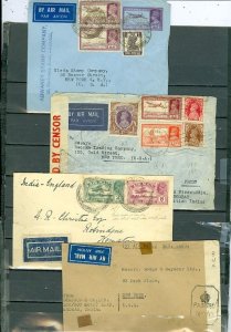 INDIA  LOT of (4) AIRMAIL COVERS incl. (2) CENSORED