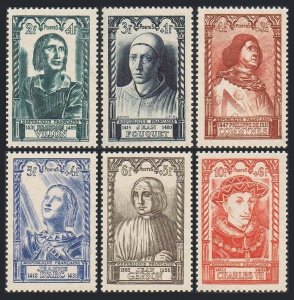 France B207-B212,MNH.Michel 765-770. 1946.Famous French,1946.Villon,Joan of Arc,